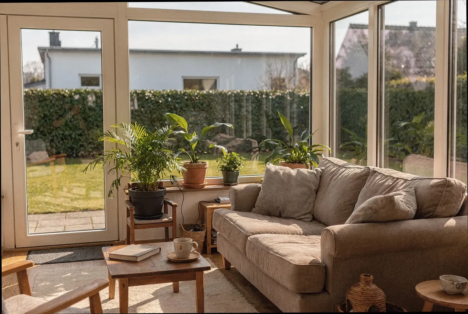 Blick aus einem verglasten Balkon in Mönchengladbach
